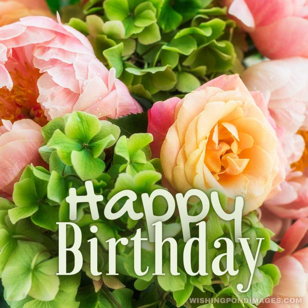 Fresh bunch of pink peonies and roses (2) - Happy Birthday Flower Images